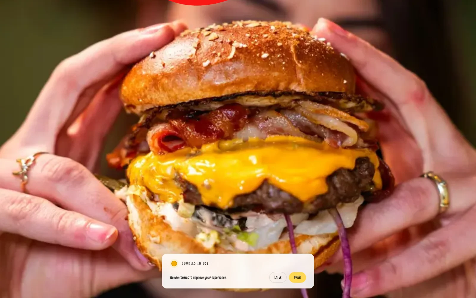 CRAV burger menu and product browsing interface